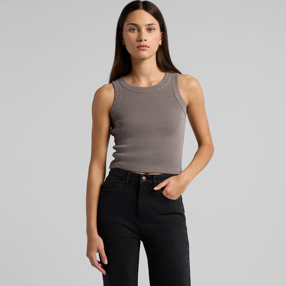 Wo's Faded Organic Rib Crop Tank - 4035