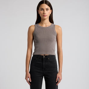 Wo's Faded Organic Rib Crop Tank - 4035