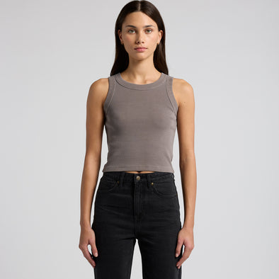 Wo's Faded Organic Rib Crop Tank - 4035