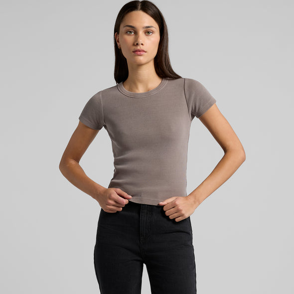 Wo's Faded Organic Rib Tee - 4036