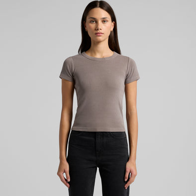 Wo's Faded Organic Rib Tee - 4036