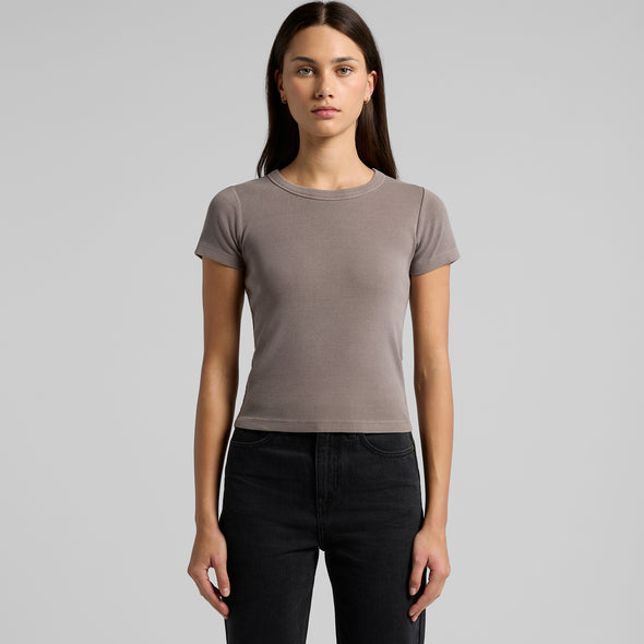 Wo's Faded Organic Rib Tee - 4036